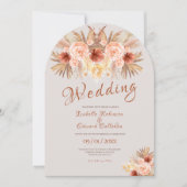 Rustieke Pampas Gras Boheemse Rozen & Koper Kaart (Voorkant)