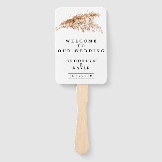 Rustieke Pampas Gras Pictogrammen Trouwprogramma Handwaaier (Voorkant)