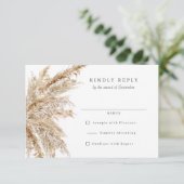 Rustieke Pampas Grass Bruiloft RSVP Antwoord (Staand voorkant)