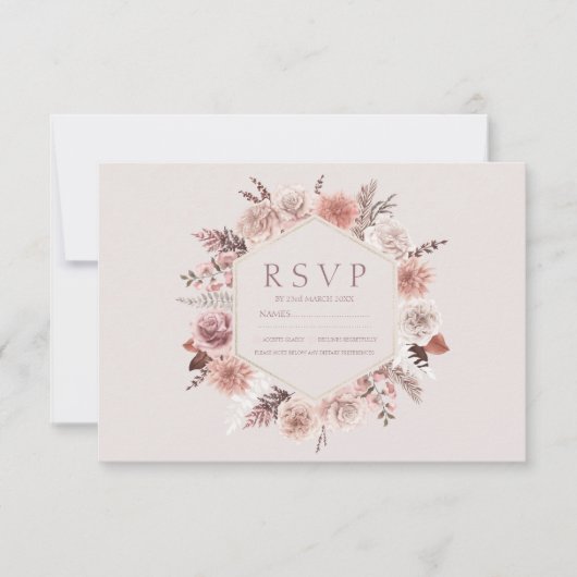 Rustieke Pampas Grass Krans Wedding RSVP (Voorkant)