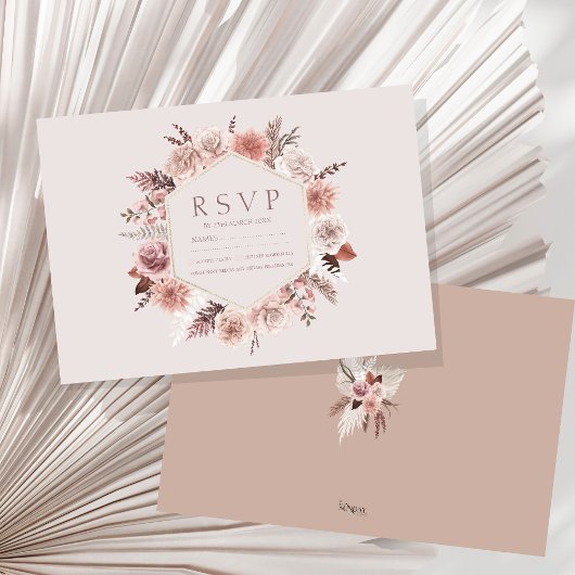 Rustieke Pampas Grass Krans Wedding RSVP Kaartje