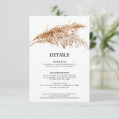Rustieke Pampas Grass Wedding Enclosure Kaart (Staand voorkant)