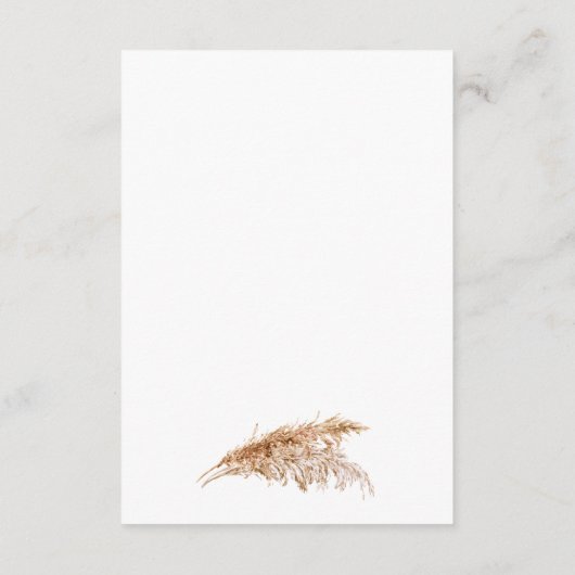 Rustieke Pampas Grass Wedding Enclosure Kaart (Achterkant)