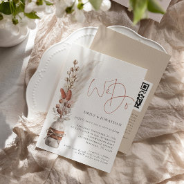 Rustieke Pampas Grassen We Do QR Code Trouwen Kaart