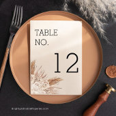 Rustieke Pampas Moderne Trouwtafel Nummer Kaart Notitiekaartje