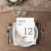 Rustieke Pampas Moderne Trouwtafel Nummer Kaart Notitiekaartje