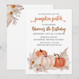 Rustieke Pampas Oranje Pompoenveld Herfst Verjaard Kaart