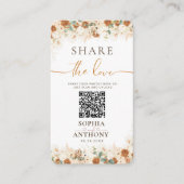 Rustieke Pampas QR Code Foto Delen Huwelijk Informatiekaartje (Voorkant)