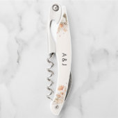 Rustieke pampasgras bloemige trouwdag kurkentrekker (Voorkant)