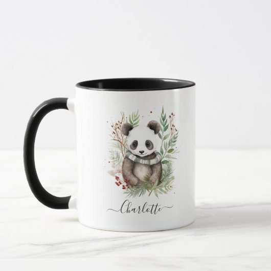 Rustieke Panda baby Kerstmis botanicals Mok (Links)