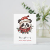 Rustieke Panda Santa Vrolijk Kerstfeest Feestdagenkaart (Staand voorkant)
