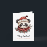 Rustieke Panda Santa Vrolijk Kerstfeest Kaart<br><div class="desc">Rustiek Panda Santa Merry Christmas Wenskaart. Rustieke stijl aardetinten ontwerp met witte panda beer met kerstmuts en winter botanicals. Persoonlijke tekst.</div>