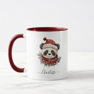 Rustieke Panda Santa Vrolijke Kerstvakantie Mok