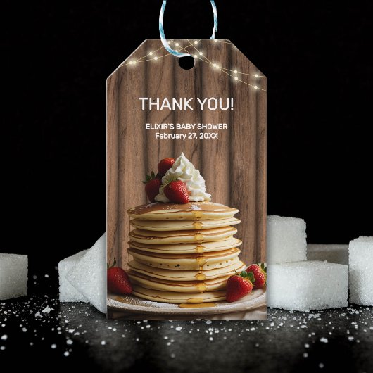 Rustieke Pannenkoeken Baby & Brunch Baby shower Cadeaulabel