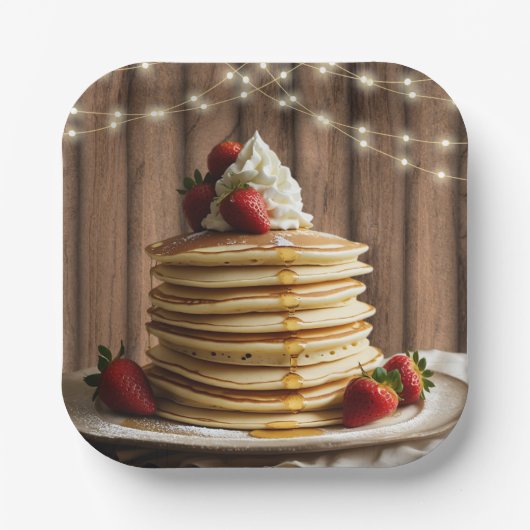 Rustieke Pannenkoeken Baby & Brunch Baby shower Papieren Bordje (Voorkant)