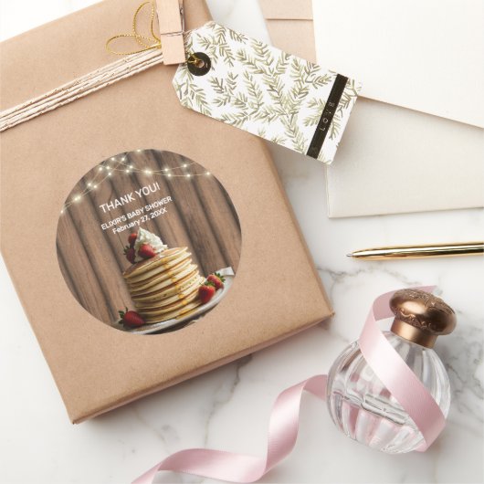 Rustieke Pannenkoeken Baby & Brunch Baby shower Ronde Sticker (Geschenken)