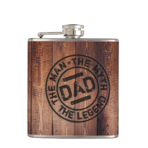 Rustieke papa de man mythe legende hout pyrografie heupfles