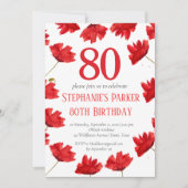 Rustieke papaver 80e verjaardag Wildflower Red Flo Kaart (Voorkant)