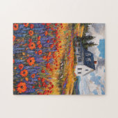 Rustieke papaver en lupine bloemenveld legpuzzel (Horizontaal)