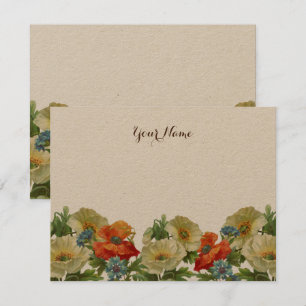 Rustieke papavers en korenbloemen bewerkbaar notitiekaartje