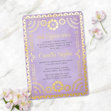 Rustieke Papel Picado Paarse gouden Quinceañera