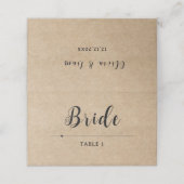 rustieke papieren bruiloft plaatskaartje (Buitenkant ongevouwen)