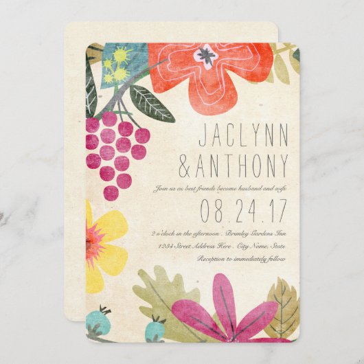 Rustieke Paradijs Waterverf Wijngaard Bruiloft Kaart (Voorkant / Achterkant)