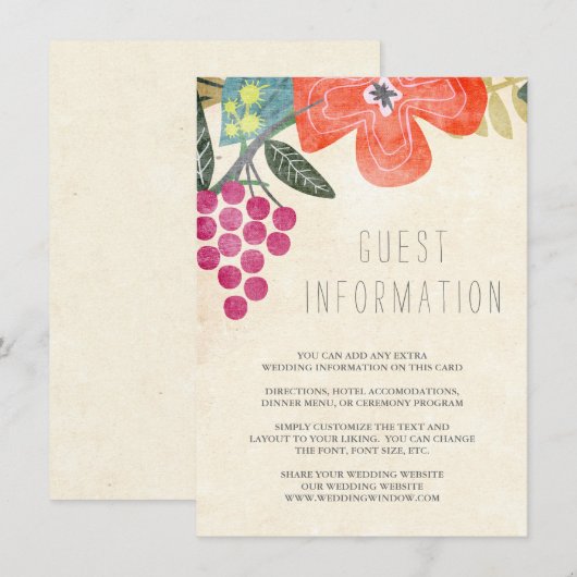 Rustieke Paradise Wedding Insert Kaart (Voorkant / Achterkant)