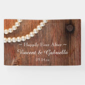 Rustieke parels en schuur hout landelijke bruiloft spandoek (Horizontaal)