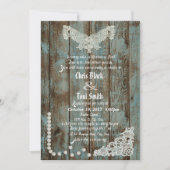 Rustieke Parels & Kant bruiloft Uitnodigen Kaart (Voorkant)