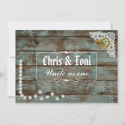 Rustieke Parels & Kant bruiloft Uitnodigen Kaart (Achterkant)