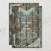Rustieke Parels & Kant bruiloft Uitnodigen
