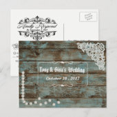 Rustieke Parels & Lace Wedding RSVP Uitnodiging Briefkaart (Voorkant / Achterkant)