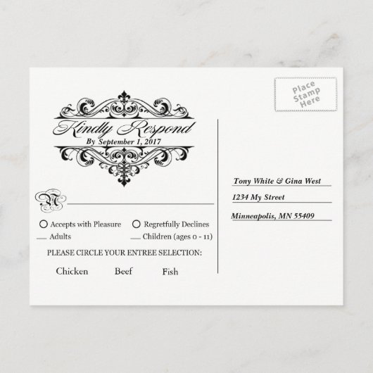 Rustieke Parels & Lace Wedding RSVP Uitnodiging Briefkaart (Achterkant)