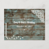 Rustieke Parels & Lace Wedding RSVP Uitnodiging Briefkaart (Voorkant)