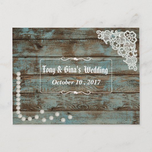 Rustieke Parels & Lace Wedding RSVP Uitnodiging Briefkaart (Voorkant)