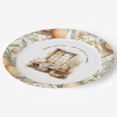 Rustieke Pasen Beige Gepersonaliseerde familienaam Papieren Bordje (Gekanteld)