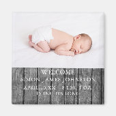 Rustieke pasgeboren aankondiging magneet (Voorkant)