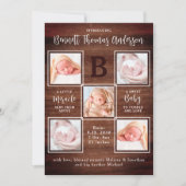 Rustieke pasgeboren Baby Gepersonaliseerd 5 Foto G Aankondiging (Voorkant)