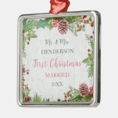 Rustieke Passen getrouwd 1st Christmas Milestone K Metalen Ornament (Links)