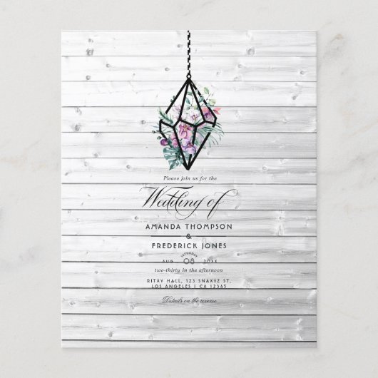Rustieke Pastel Bloem Terrarium Tuin Bruiloft Flyer (Voorkant)