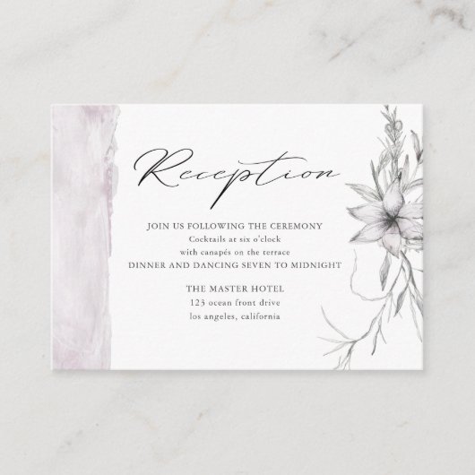 Rustieke Pastel Botanics bruiloft receptie kaart (Voorkant)