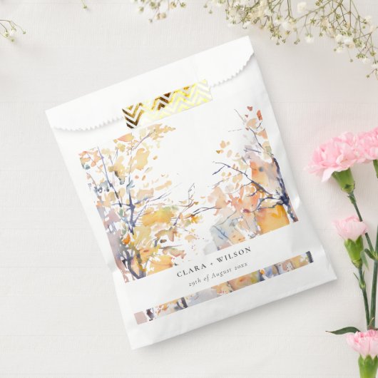Rustieke Pastel Geel Herfst Herfst Landschap Bruil Bedankzakje (Gezegeld)