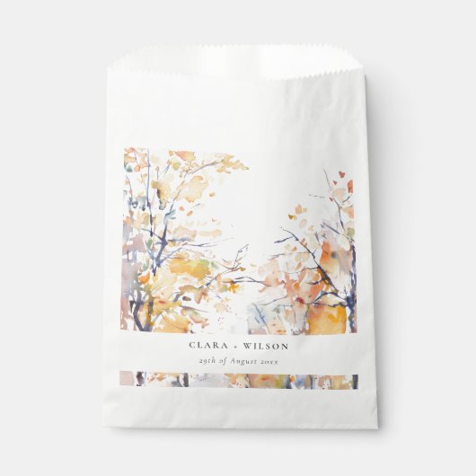 Rustieke Pastel Geel Herfst Herfst Landschap Bruil Bedankzakje (Voorkant)