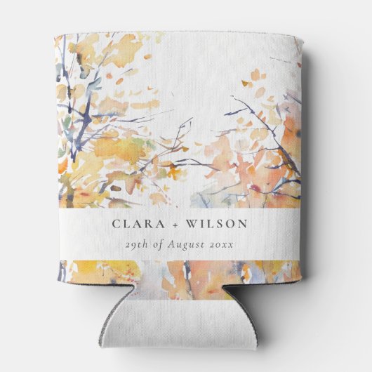 Rustieke Pastel Geel Herfst Herfst Landschap Bruil Blikjeskoeler (Achterkant)