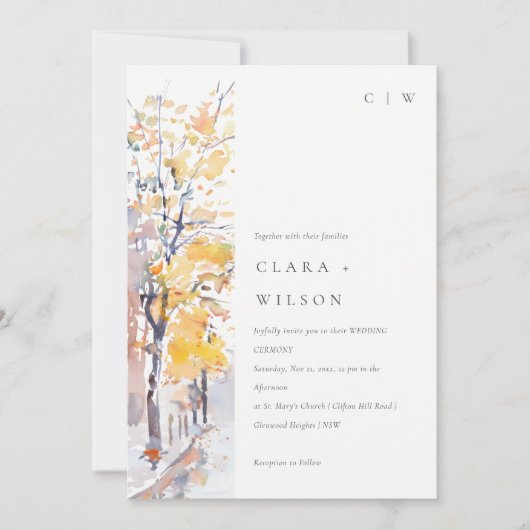 Rustieke Pastel Geel Herfst Herfst Landschap Bruil Kaart (Voorkant)