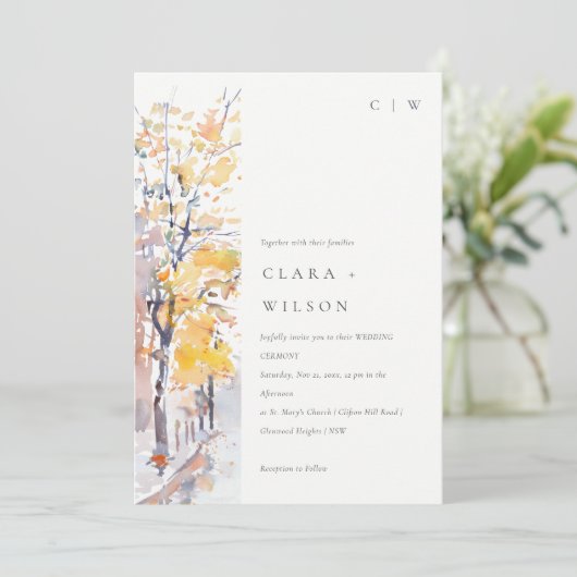 Rustieke Pastel Geel Herfst Herfst Landschap Bruil Kaart (Staand voorkant)