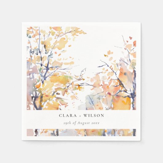Rustieke Pastel Geel Herfst Herfst Landschap Bruil Servet (Voorkant)