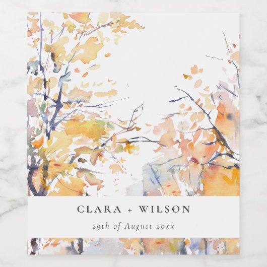 Rustieke Pastel Geel Herfst Herfst Landschap Bruil Wijn Etiket (Enkel label)