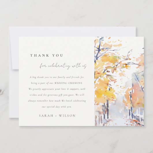 Rustieke Pastel herfst Herfst Landschap Trouwdetai Bedankkaart (Voorkant)